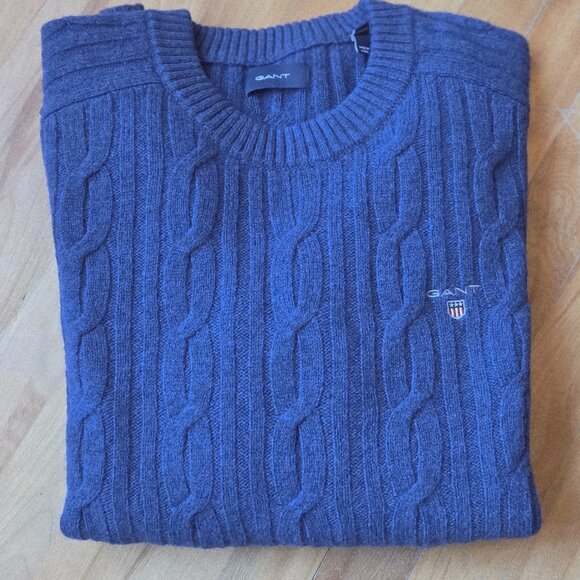 Cable Knit Crewneck sweater navy GANT - Picture 1 of 7